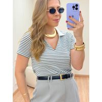 Cropped Olive Listrado