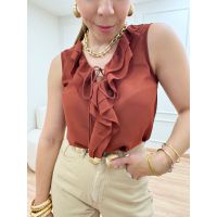 Blusa Babados Marrom