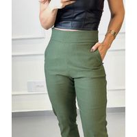 Calça Alfaiataria Risca De Giz Milão Verde Militar