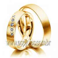 Aliança de casamento ou noivado série Fantásticas em ouro largura 5,0 mm