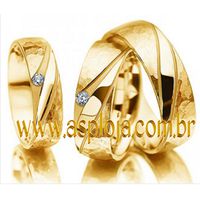 Aliança elegante de casamento ou noivado ouro amarelo largura 5,5mm