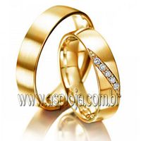 Aliança Clássicas listra ouro amarelo de casamento ou noivado largura 3,0mm