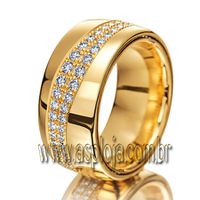 Aliança Fantástica de Casamento ou Noivado em ouro 18K cravejada de diamantes