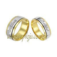 Aliança Personalizada Ouro Amarelo Com Detalhe Em Ouro Branco 18K Largura 7,00mm