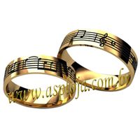 Aliança Notas Musicais de Noivado ou Casamento em Ouro Amarelo ou Branco