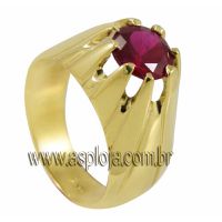 Anel de formatura em Ouro Amarelo 18K com pedra re... - A.S.P LOJA