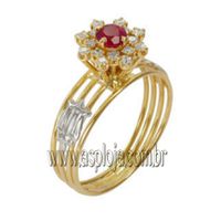 Anel de formatura chuveiro em Ouro amarelo 18k com diamantes ASP-ANF017