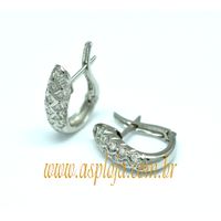 Brinco em Ouro Branco 18K com 32 Pedras de Diamant... - A.S.P LOJA