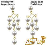 Brinco de Perola Filigrana em Ouro 18K - BR0500 - A.S.P LOJA