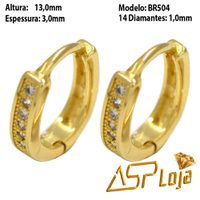 Brinco Argola de Ouro 18k Com Pedras Diamantes