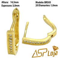 Brincos Argola de Ouro 18K Com Diamante - 4336 - A.S.P LOJA