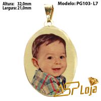 Pingente Fotogravação Oval Borda Lisa l7 Ouro 18k