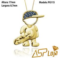 Pingente de Ouro 18K Menino Com Skate de Bone - 1... - A.S.P LOJA