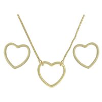 Conjunto Colar e Brinco Coração Metal Lesprit U19K... - LESPRIT BIJOUX FINAS