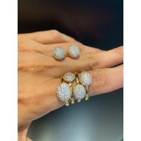 Conjunto Brinco e Anel Zircônia Lesprit 6013504 Do... - LESPRIT BIJOUX FINAS