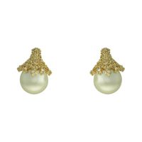 Brinco Pérola Zircônia Lesprit 4013 Dourado Crista... - LESPRIT BIJOUX FINAS