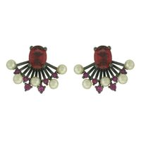 Brinco Ear Jacket Zircônia Pérola Lesprit Ródio Ne... - LESPRIT BIJOUX FINAS