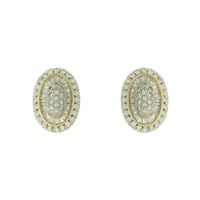 Brinco Pizza Zircônia Lesprit Dourado Cristal Oval - LESPRIT BIJOUX FINAS