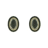 Brinco Pizza Zircônia Lesprit Dourado Preto Oval - LESPRIT BIJOUX FINAS