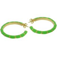 Brinco Argola Esmaltado Lesprit Dourado Verde - LESPRIT BIJOUX FINAS