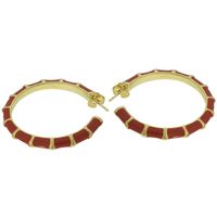 Brinco Argola Esmaltado Lesprit Dourado Vermelho - LESPRIT BIJOUX FINAS