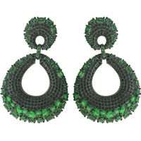 Brinco Zircônia Lesprit LB22401 Ródio Negro Verde ... - LESPRIT BIJOUX FINAS