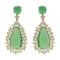 Brinco Zircônia Lesprit LB17721 Ródio Verde Água e... - LESPRIT BIJOUX FINAS