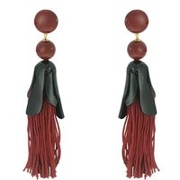 Brinco Tassel Franja Lesprit F29731 Dourado Marrom - LESPRIT BIJOUX FINAS