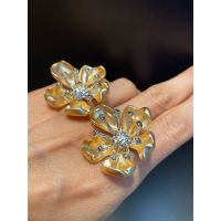 Brinco Flor Metal Fosco Lesprit 7800921 Dourado - LESPRIT BIJOUX FINAS