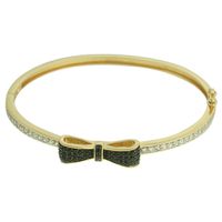 Pulseira Laço Zircônia Lesprit Dourado Cristal Pre... - LESPRIT BIJOUX FINAS