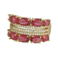 Anel Zircônia Lesprit U18K170661 Dourado Rubi - LESPRIT BIJOUX FINAS