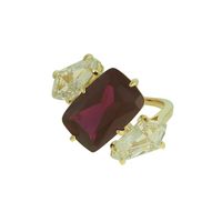 Anel Zircônia Lesprit LA09031WRUGL Dourado Rubi - LESPRIT BIJOUX FINAS