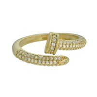 Anel Prego Zircônia Lesprit 10631 Dourado Cristal - LESPRIT BIJOUX FINAS