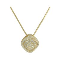 Colar Pizza Zircônia Lesprit Dourado Cristal Quadr... - LESPRIT BIJOUX FINAS