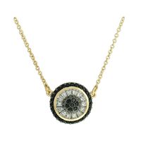 Colar Pizza Zircônia Lesprit Dourado Preto e Crist... - LESPRIT BIJOUX FINAS