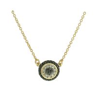 Colar Pizza Zircônia Lesprit Dourado Preto e Crist... - LESPRIT BIJOUX FINAS