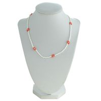 Colar Miçanga Lesprit 5046 Dourado Branco Coral - LESPRIT BIJOUX FINAS