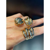 Conjunto Brinco e Anel Metal Lesprit 6013526 Doura... - LESPRIT BIJOUX FINAS