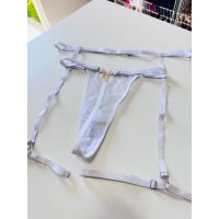 Kit Cinta Liga + Calcinha PlayBboy - Branco