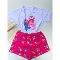 Pijama Personagem - Stitch Casal Pink