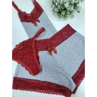 Kit Baby Doll Cotton + Calcinha (Vermelho)