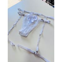 Kit Cinta Liga + Calcinha Laço - Branco