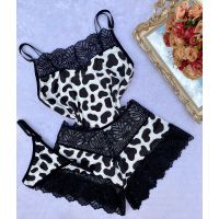 Baby Doll + Calcinha - Vaquinha Preto