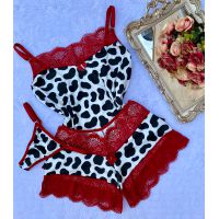Baby Doll + Calcinha - Vaquinha Vermelho