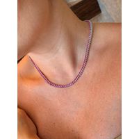 COLAR RIVIERA TRES PONTOS PINK BANHADO A RODIO BRANCO