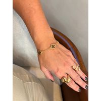 PULSEIRA TREVOS RESINADOS MARROM BANHADA A OURO