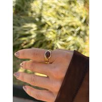 ANEL REGULÁVEL BOHO MARROM FINO BANHADO A OURO 