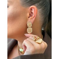 BRINCO CHAPAS RESINADAS NUDE BANHADO A OURO