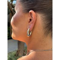 BRINCO ARGOLA OVAL BOLD BANHADO A RÓDIO BRANCO
