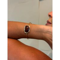 BRACELETE BOHO RESINADO MARROM BANHADO A OURO